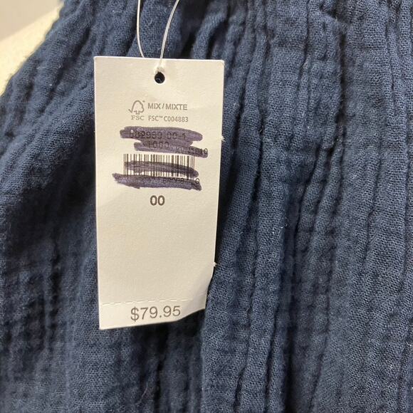 Gap V-neck Crinkle Cotton Jumpsuit Womens 00 Navy Blue New Spring Summer classic - Picture 11 of 13